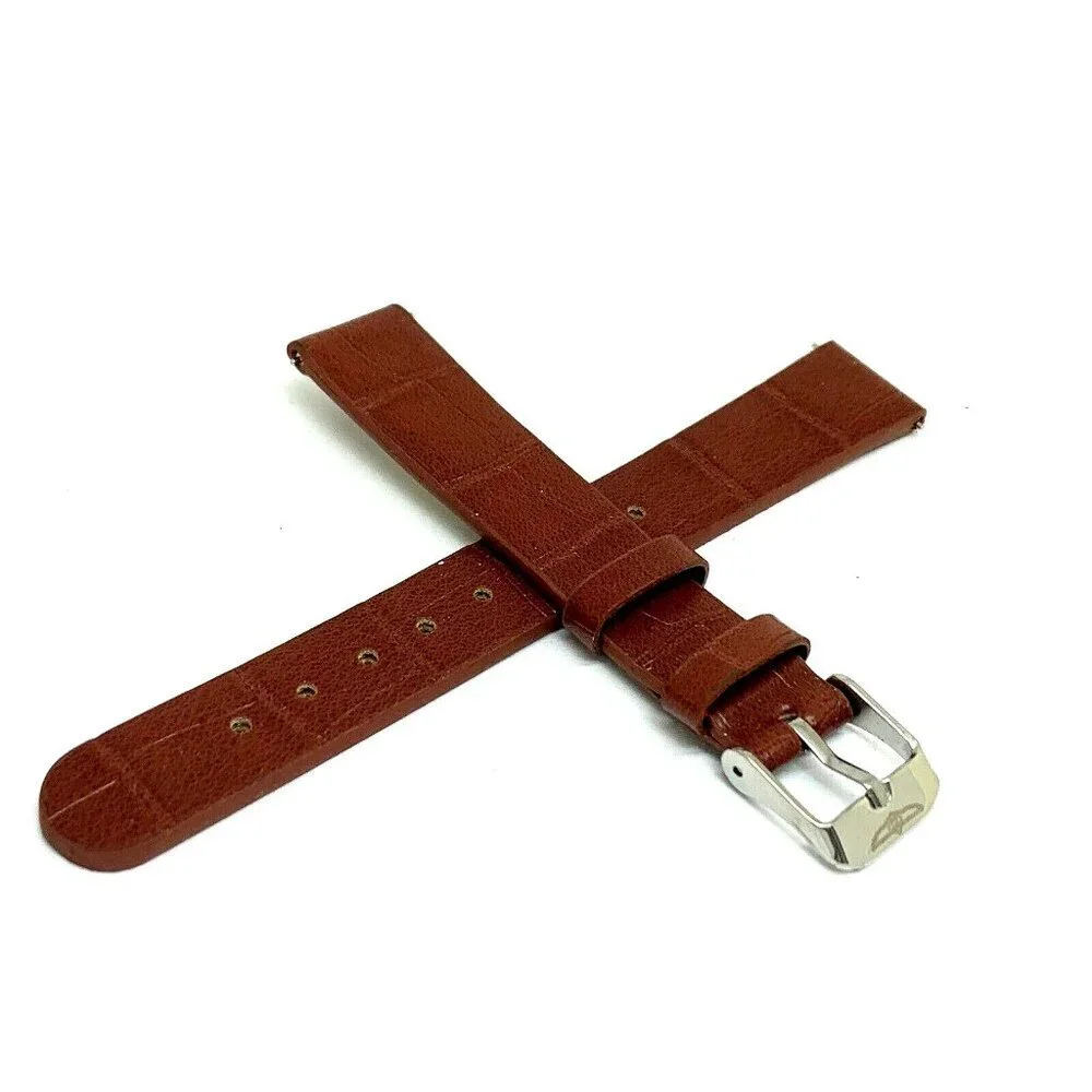 Invicta Women's Watch Replacement Band Brown Leather 16mm Lug Silver Steel Clasp